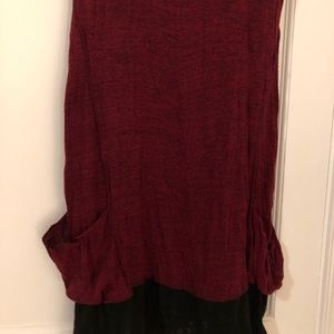 Sleeveless dress - dark red and black